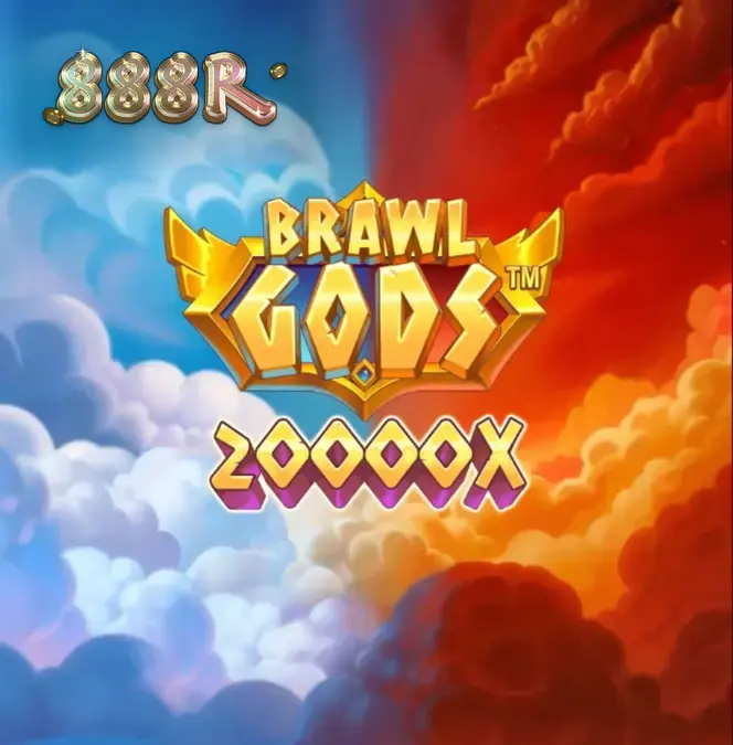 Tampilan visual slot Brawl Gods dengan desain layar terbagi antara Zeus dan Hades